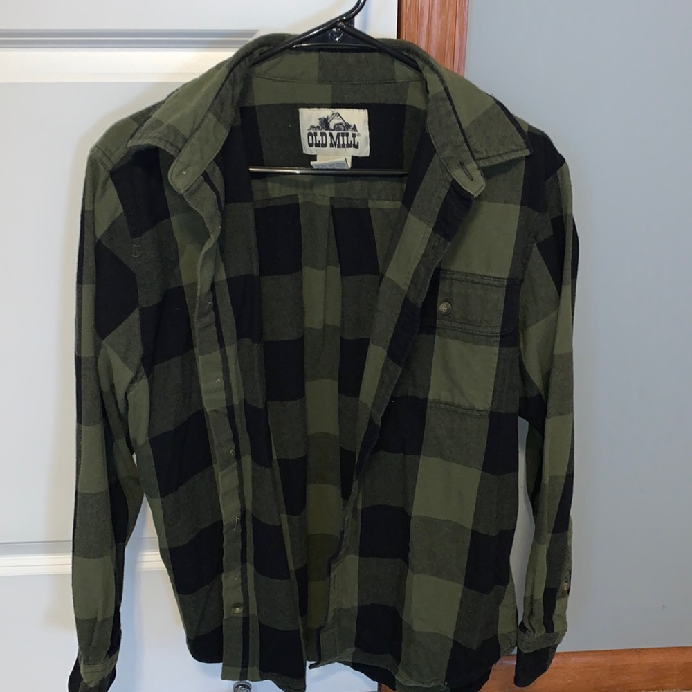 Army green & black flannel